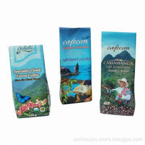 Plastic Coffee Bag with Colorful Printing and Tear Touch, Stand-up